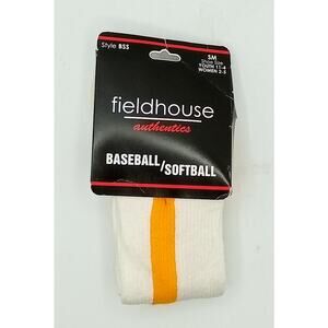 Fieldhouse Authentics Baseball/Softball Crew Socks White/Yellow Youth SM (11-4)